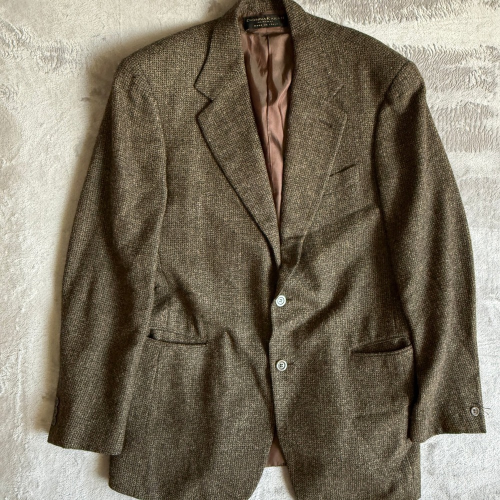 Donna Karan NY Mens Brown Wool Blend Blazer 2 Button Sport Coat Made Italy 42